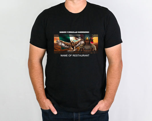 Exclusive Aztec Warrior Staff T-Shirt - Perfect for Trendy Mexican Restaurants
