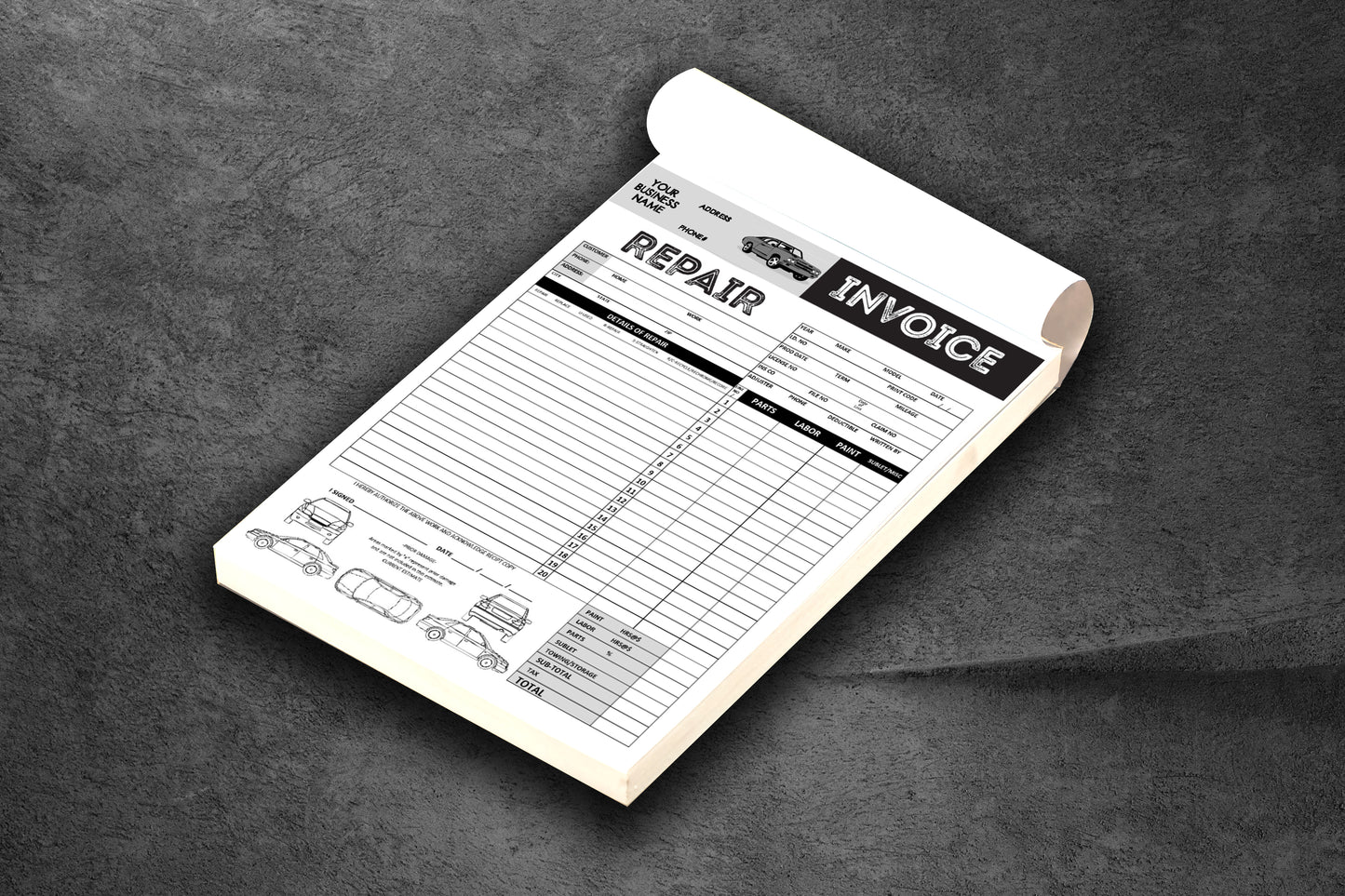 4 books (200 sets) Carbonless Copy Forms- 5.5"x8.5" (50 sets per book -1 white sheet and 1 yellow sheet)